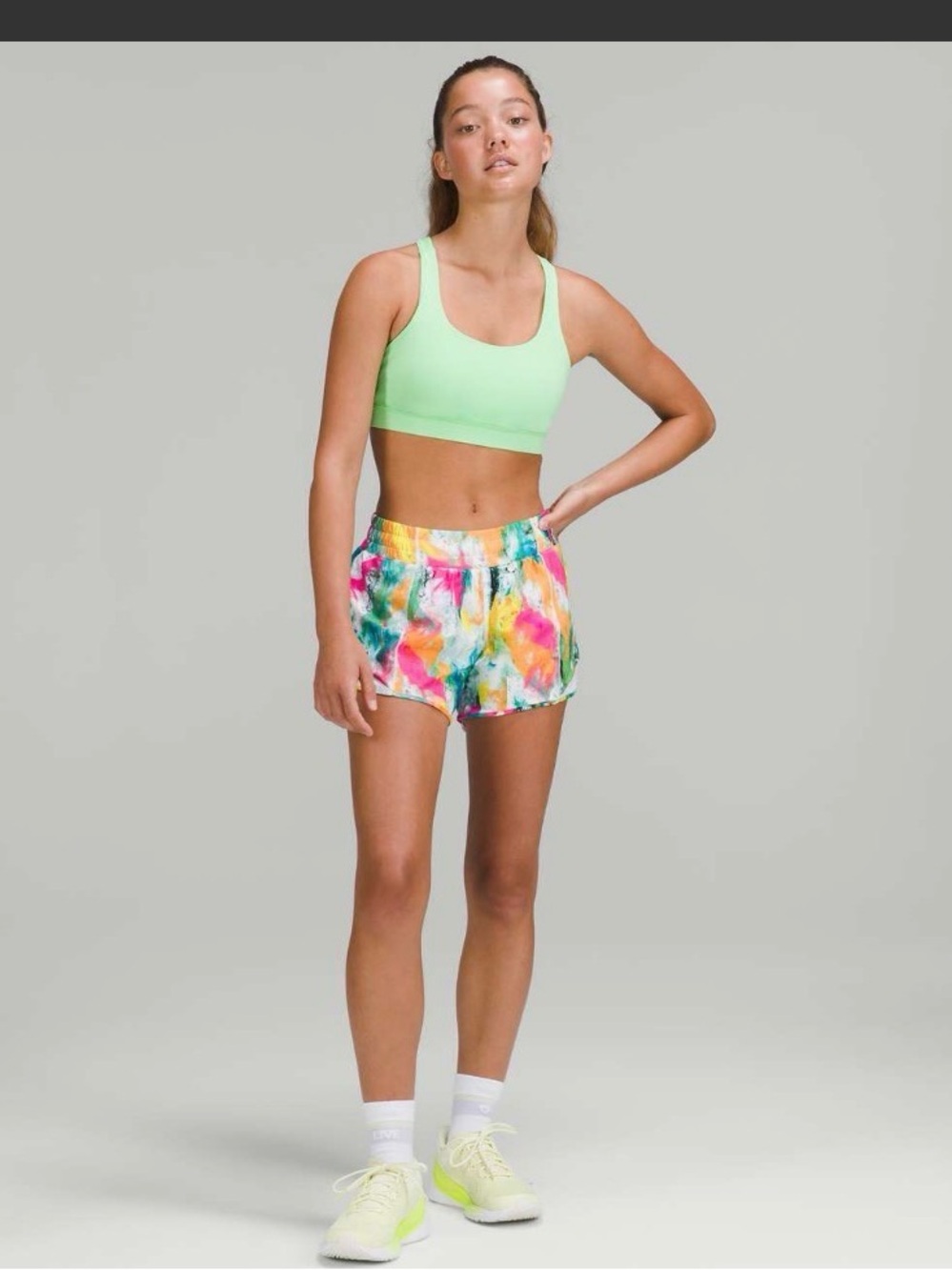 Lululemon Hotty Hot Low-Rise Lined Short 4" in No Limits White Multi / White